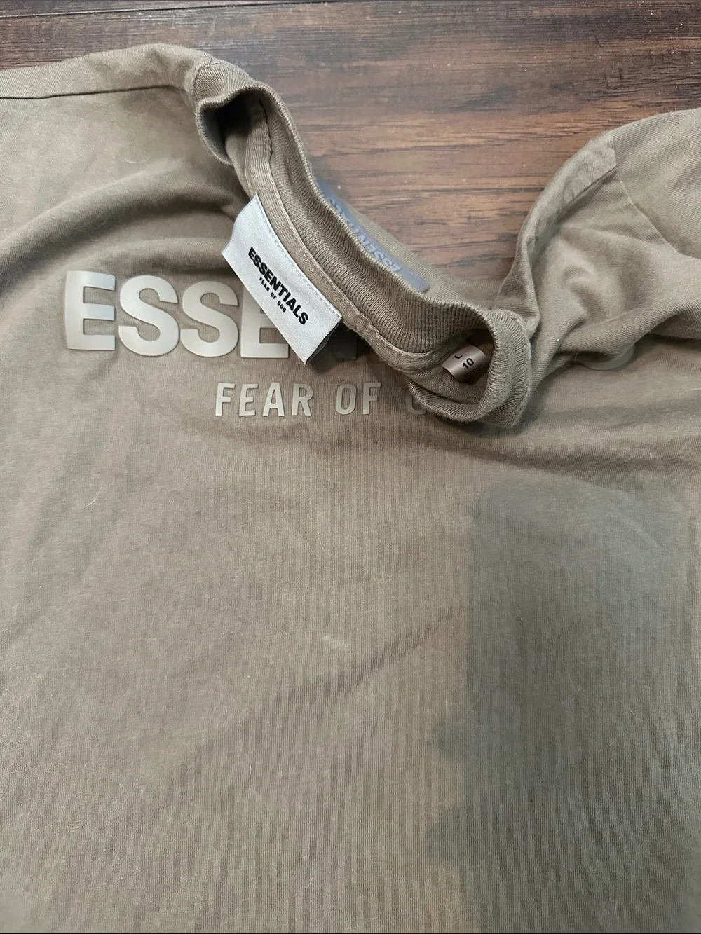 Essentials Fear of God Tan Logo Short Sleeve Tee